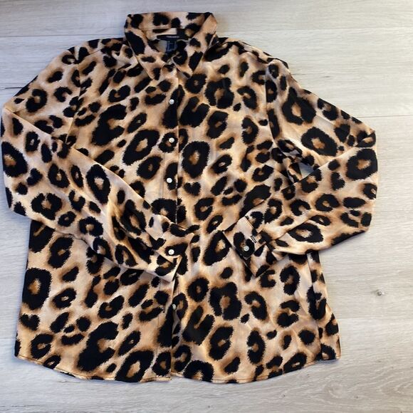Forever 21 Leopard Print Oversized Button-Up Shirt S NWT - Picture 5 of 7